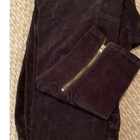 Sanctuary Anthropologie Velour Navy Pants Sz 30 Zip Ankle Slim Fit - Picture 5 of 7